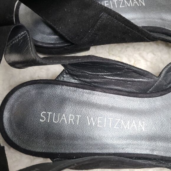Stuart Weitzman Supersonic Black Suede Ankle Wrap Flats Size 6 - Picture 4 of 7